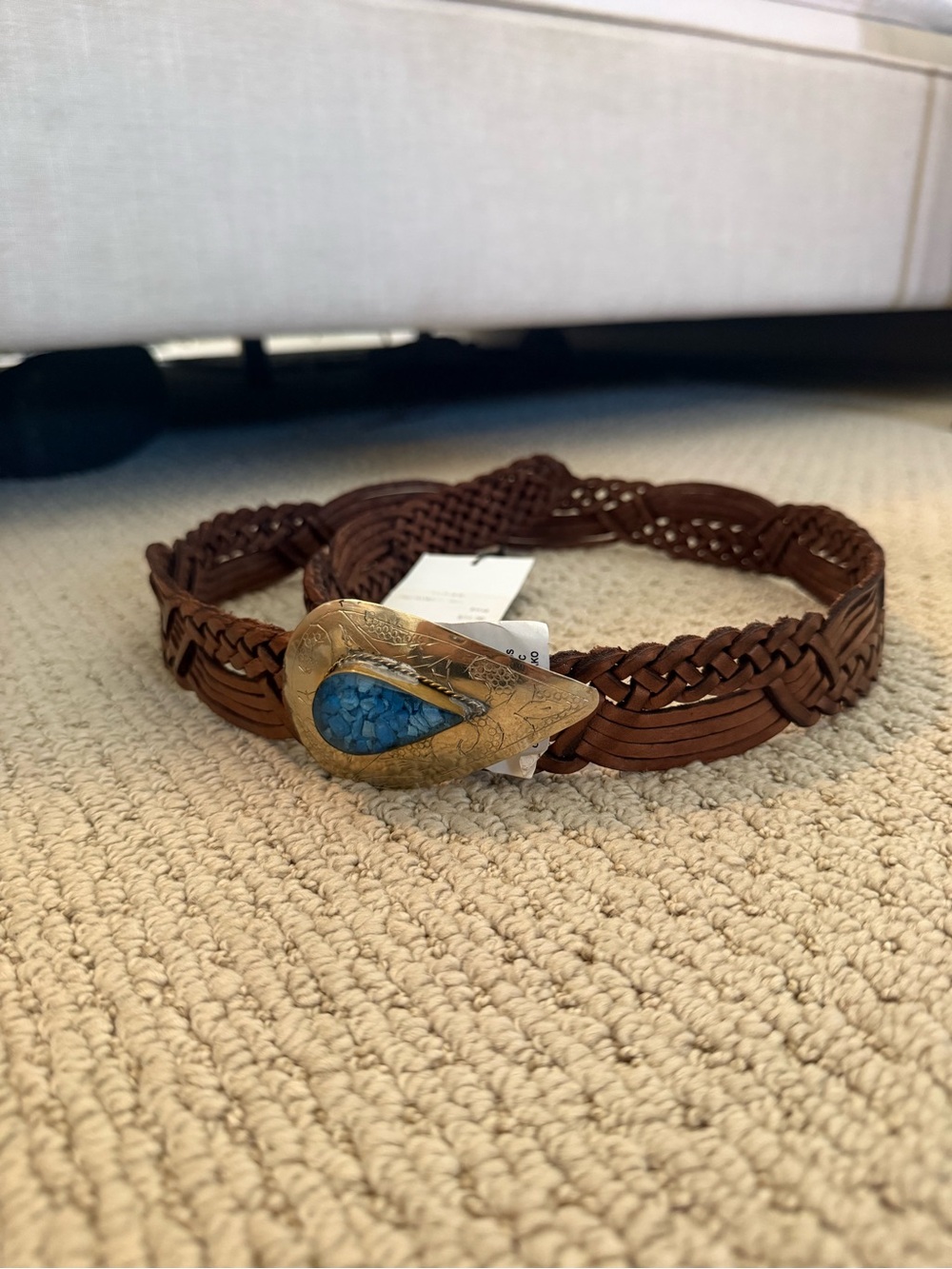 Tundra Z-Gel Worn-In Belt - Brown with Turquoise Accent